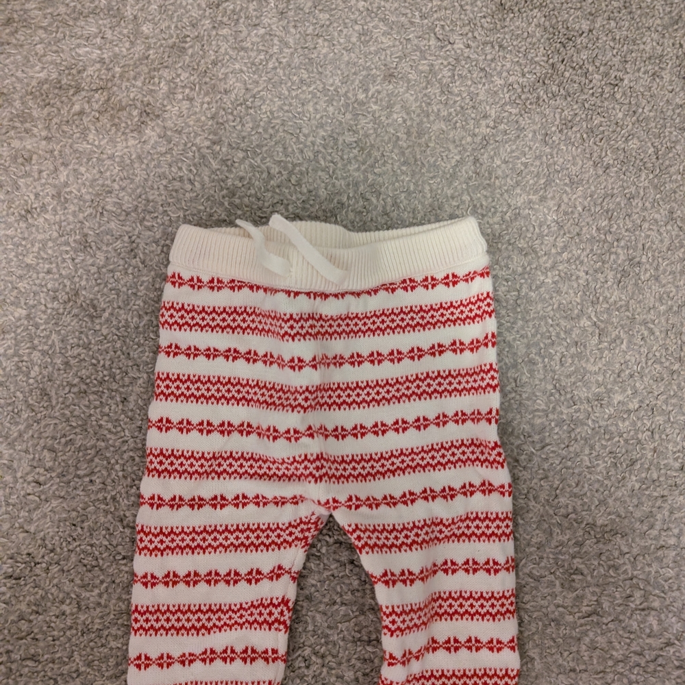 3 For $24 Janie and Jack Red and White Knit Baby Pants - Picture 2 of 4